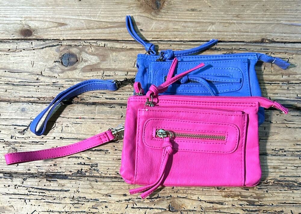T-Shirt & Jeans Pink & Purple Faux Leather Wristlet Coin Wallet Pouches Bundle